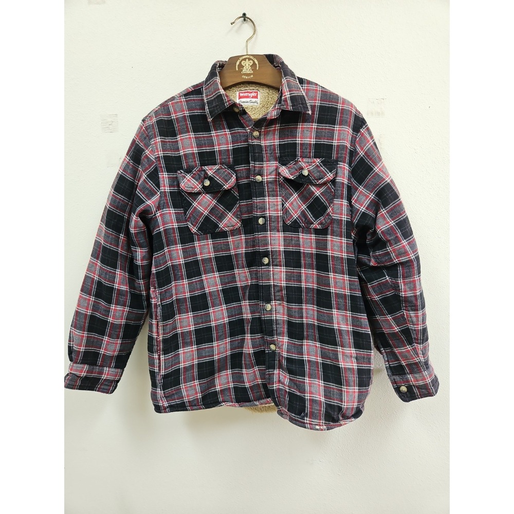 Wrangler Men's M Sherpa Lined Plaid Flannel Shirt Jacket